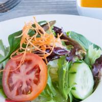 Green Salad · Fresh lettuce and carrot, cucumber with ginger dressing.
