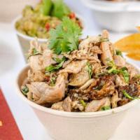 Cilantro Mojo Chicken · Pulled and slow cooked rotisserie chicken mixed with house made cilantro mojo sauce (vinegar...