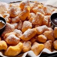 Fried Dough Bites · powdered and cinnamon sugar