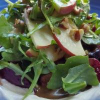 Beet Salad · mixed greens, goat cheese, fresh apples, fig-raisin compote, spiced pepitas, champagne -hone...