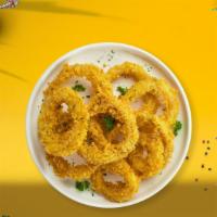 Onion Rings · Sliced onions dipped in a light batter and fried until crispy and golden brown.