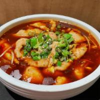 Fish Fillet In Hot & Spicy Sauce · Flounder, Beansprout, Green Bean Noodle in Spicy Broth