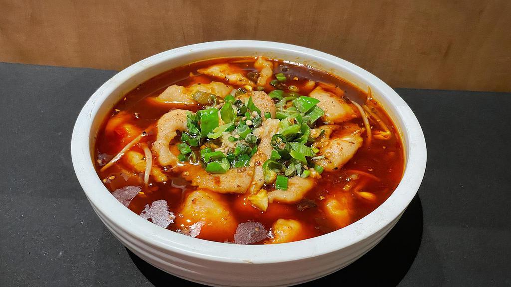 Fish Fillet In Hot & Spicy Sauce · Flounder, Beansprout, Green Bean Noodle in Spicy Broth