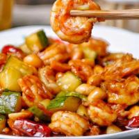 Kung Pao Shrimp · Baby Shrimp, Celery, Peanut, Bell Pepper, Spicy