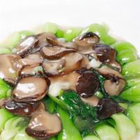 Black Mushroom With Bok Choy · Scallion, Black Mushroom, Bok Choy, White Sauce