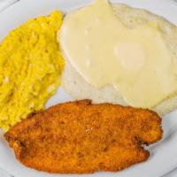 Southern Comfort · House-seasoned, panko fried flounder, 2 eggs. Served with toast and choice of home fries or ...