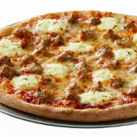Italian Sausage Ricotta Pizza · Ricotta Cheese, Italian Sausage, Asiago Cheese, Red Pepper Flakes, Pizza Sauce & Signature 3...