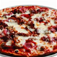 Gf Meat Combo Pizza · Cheese: Signature 3-Cheese Blend
Meat: Pepperoni, Sausage, Hamburger, Bacon, Hot Capicola
Co...