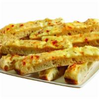 Cheese Breadsticks · Warm, soft breadsticks covered in cheese, served with marinara dipping sauce. Small (10 piec...