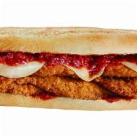 Chicken Parmigiana Pocket · Crispy, lightly spiced chicken tenders covered with aged provolone cheese, topped with our t...