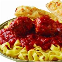 Pasta With Meatballs · A generous portion of Penne or Fettuccine prepared to order, cooked al dente and topped with...