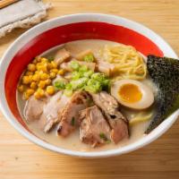 Chicken Ramen · House-made hot chicken soup with salt, chopped chicken, marinated egg, green onions.