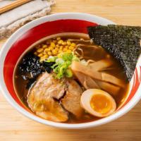 Tokyo Soy Sauce Ramen · House-made savory soy sauce pork broth with braised chashu, marinated egg, green onions.
