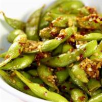 Edamame · Steamed edamame with lightly salted.
