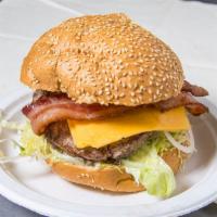 The Bacon Bomb · Our great burger loaded with bacon and cheddar cheese.