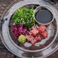 Tuna Deluxe · Ahi tuna, seaweed salad, ginger, wasabi, & soy sauce