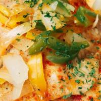 Baked Tilapia · Juicy and tender baked tilapia fillet served with two side dishes and choice of bread on the...