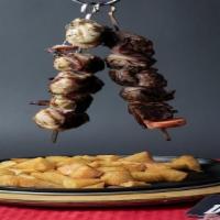 Chicken Wrapped In Bacon Skewer · 