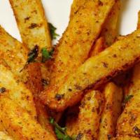 Masala Fries · Vegetarian, gluten free. Hand Cut fried potatoes seasoned with mild Indian spices.