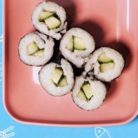 Cucumber Roll · Vegan. Cucumber, sushi rice, nori.