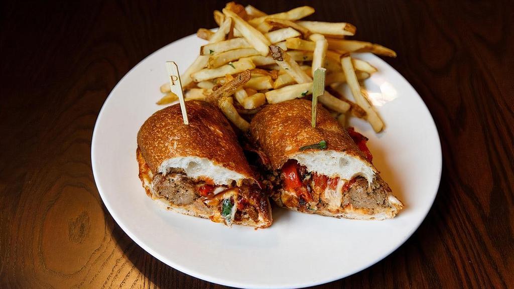 Meatball · beef and sausage meatballs, roasted red peppers,. smoked mozzarella