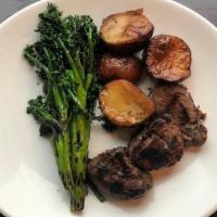 Kids Tenderloin Tips · served with broccolini and french fries