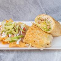 El Pollo Loco Burrito · Chicken burrito served in flour tortilla with mozzarella cheese, pinto beans, rice, lettuce,...