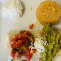Burritos · Mexican burrito stuffed with chicken, beef,veggies,baens&cheese,tinga or pork, rice, beans, ...