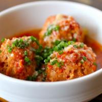 Polpette · Popular. Meatballs, tomato, parmesan cheese.