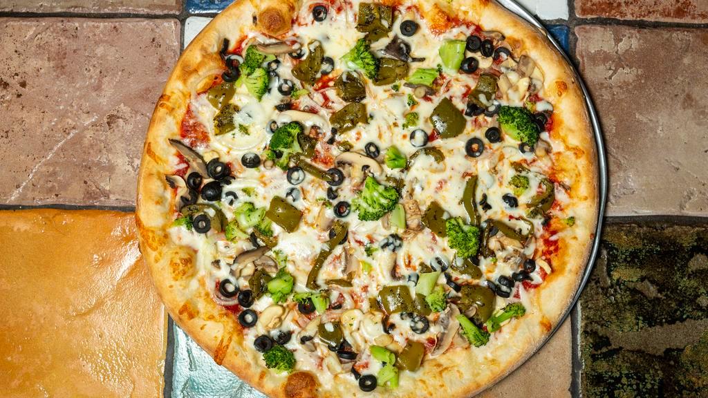 Vegetarian  · Broccoli, Olives, Onions, Mushrooms & Green
Peppers.