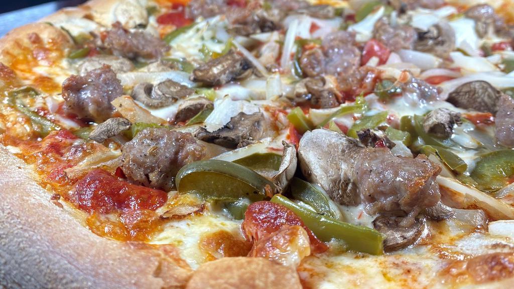 Chateau Special Pizza · pepperoni,  italian sausage, onion, mushroom & green peppers