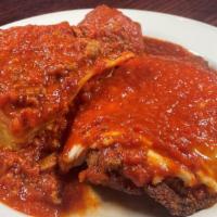 Trio 5 · chicken parm, lasagna, one meatball