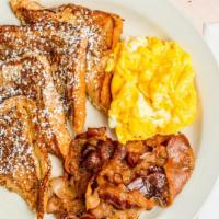 Stuffed French Toast · Stuffed french toast 
with choice of sweet cream cheese ,
 strawberries or peaches served wi...