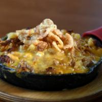 Pulled Pork Mac (Large) · Slow cooked pork, shredded and tossed with Sweet Baby Ray’s Chipotle Citrus BBQ sauce, and C...