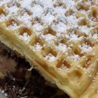 Waffles & Ice Cream · Your choice of 2 large scoops of ice cream topped with chocolate syrup, whipped cream, and a...