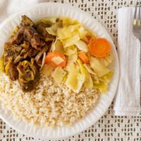 Curry Goat · Goat meat cooked tenderly in a delicious curry base sauce to melt in your mouth