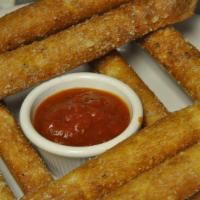 Bread Sticks · Brushed with garlic sauce, topped with Romano served with marinara.