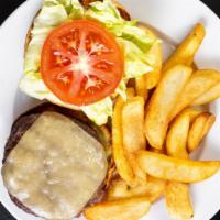 Classic Burger · 8oz burger, cheddar, lettuce, tomato, brioche bun. Add Bacon, Caramelized Onions, and Pepper...
