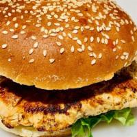 Grill Chicken Sandwich Only · Grilled Chicken burger topped with mayo, Green Leaf  lettuce, pickle, onion, ketchup, and a ...