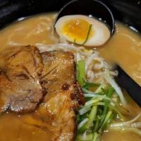 Miso Ramen · Mixed with miso broth, roasted pork, egg, scallions, and bean sprouts.