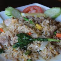 Vegetable Fried Rice · Mixed vegetables savory fried rice with egg, tomato, and onion.