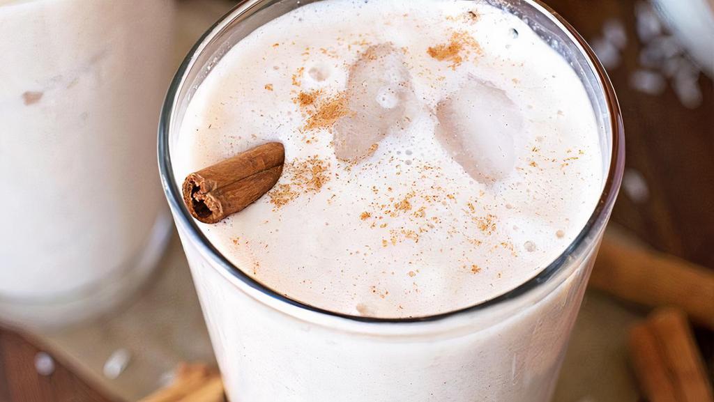 Horchata · Is a traditional Mexican drink made up of white rice soaked in water, it's flavored with cinnamon and its sweetened with granulated sugar.
