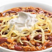Turkey Chili · Ground turkey, onions, garlic, tomatoes, green chilies, beans, and spices. Topped with Jack ...