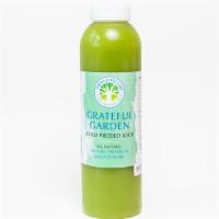 Grateful Garden Juice · Cold Pressed Juice - Spinach, Kale, Cucumber, Celery, Apple, Lemon, Ginger and Cilantro.