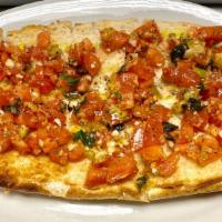 Fresh Bruschetta · Bread topped with tomatoes, garic, olive oil, oregano, and basil.
