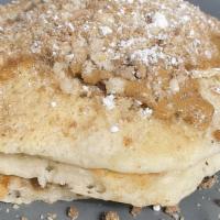 Apple Streusel · Vanilla Pancakes, Apples topped w/ Our Sweet Cream Icing and Crumbs.