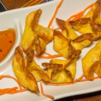 Crab Rangoon · Crab meat with cream cheese and green onion served with sweet and sour sauce.