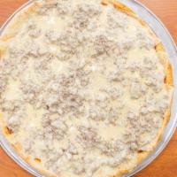 Cheesesteak Pizza · Steak, american cheese and sauce.