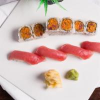 Sushi Regular Dinner · 8 pieces nigiri sushi and 6 pieces of tuna roll. Consuming raw or undercooked meats, poultry...