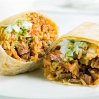Traditional Burritos · Your choice of filling along with cheese, rice, pinto beans, sour cream, pico de gallo, and ...